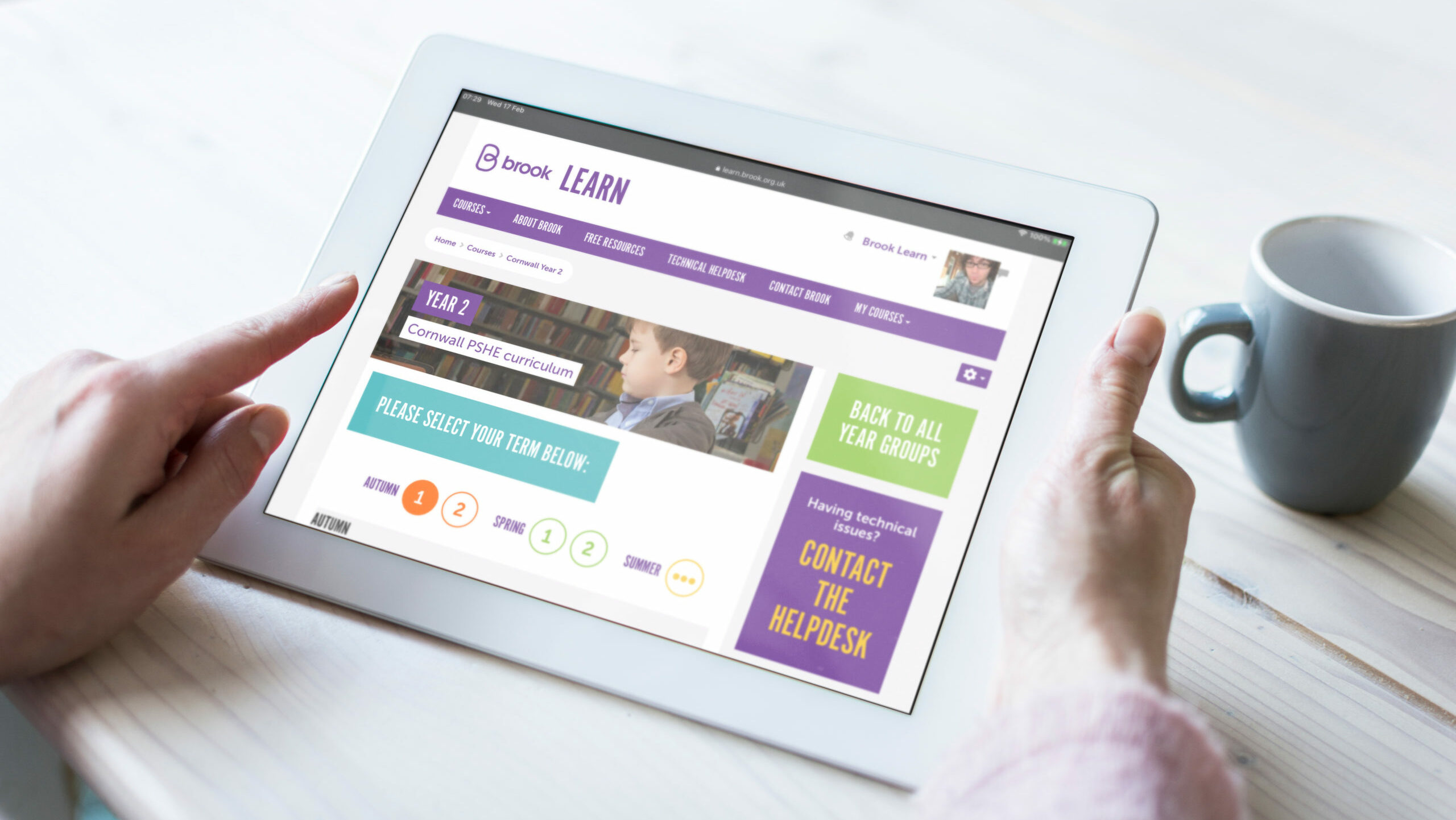 An ipad showing the PSHE curriculum page on Brook Learn